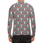 Christmas Santa Penguin Pattern Print Men's Long Sleeve Rash Guard