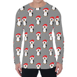 Christmas Santa Penguin Pattern Print Men's Long Sleeve T-Shirt