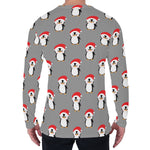 Christmas Santa Penguin Pattern Print Men's Long Sleeve T-Shirt