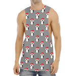Christmas Santa Penguin Pattern Print Men's Muscle Tank Top