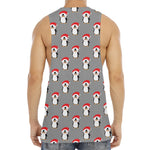 Christmas Santa Penguin Pattern Print Men's Muscle Tank Top