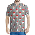 Christmas Santa Penguin Pattern Print Men's Polo Shirt