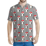 Christmas Santa Penguin Pattern Print Men's Polo Shirt