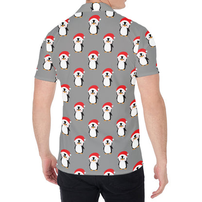 Christmas Santa Penguin Pattern Print Men's Shirt