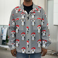Christmas Santa Penguin Pattern Print Men's Shirt Jacket