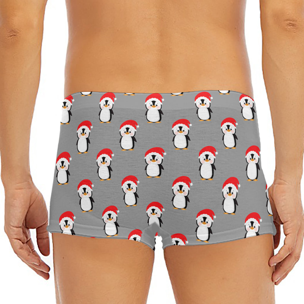 Christmas Santa Penguin Pattern Print Men's Short Boxer Briefs