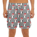 Christmas Santa Penguin Pattern Print Men's Split Running Shorts