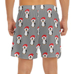 Christmas Santa Penguin Pattern Print Men's Split Running Shorts