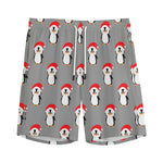 Christmas Santa Penguin Pattern Print Men's Sports Shorts