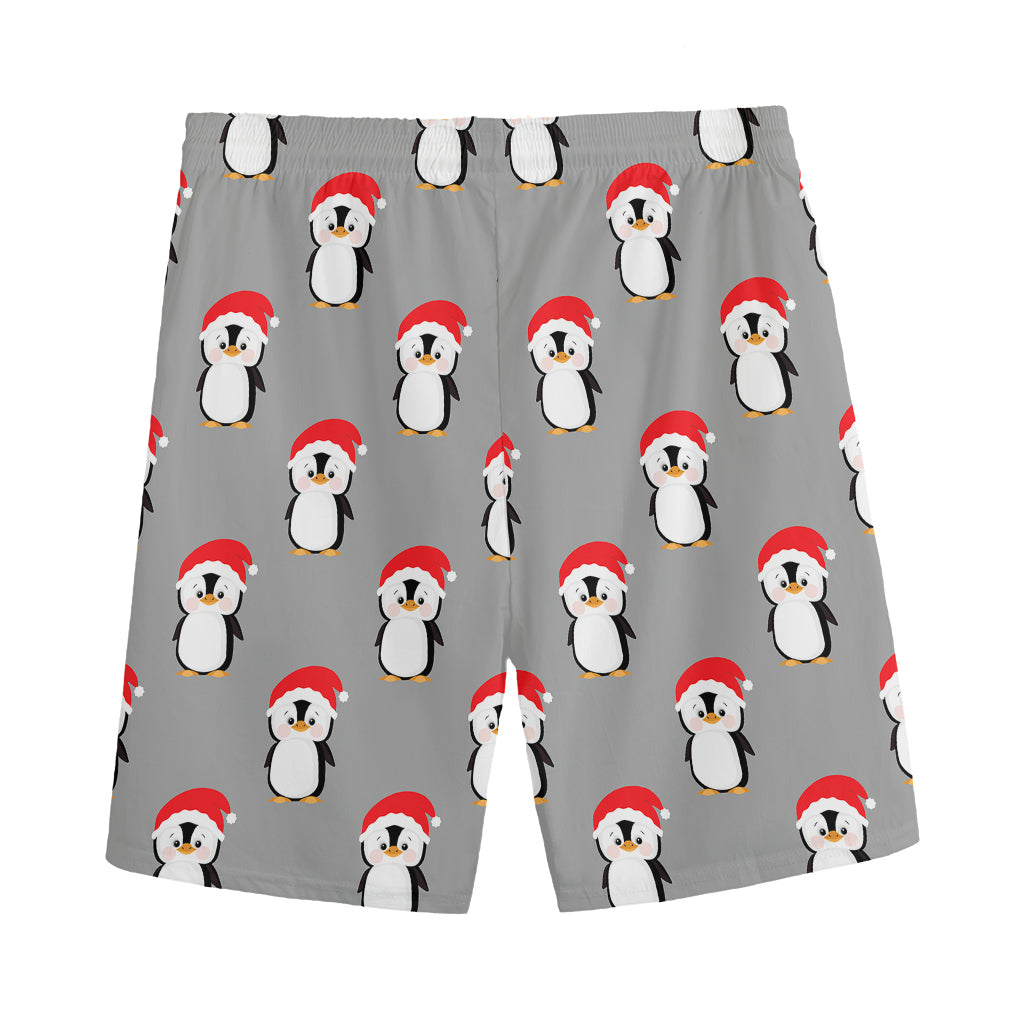Christmas Santa Penguin Pattern Print Men's Sports Shorts