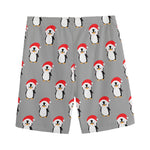 Christmas Santa Penguin Pattern Print Men's Sports Shorts