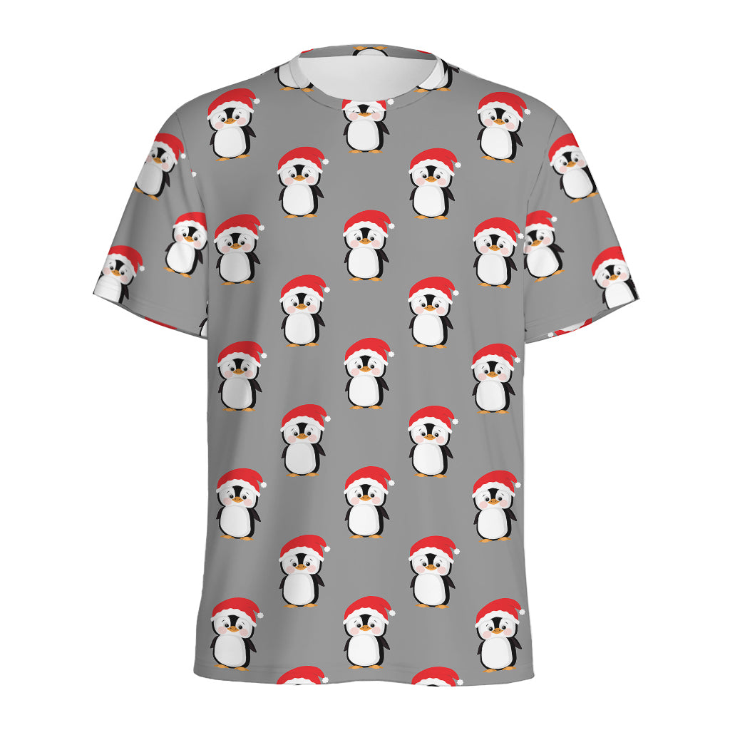 Christmas Santa Penguin Pattern Print Men's Sports T-Shirt