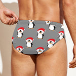 Christmas Santa Penguin Pattern Print Men's Swim Briefs