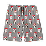 Christmas Santa Penguin Pattern Print Men's Swim Trunks