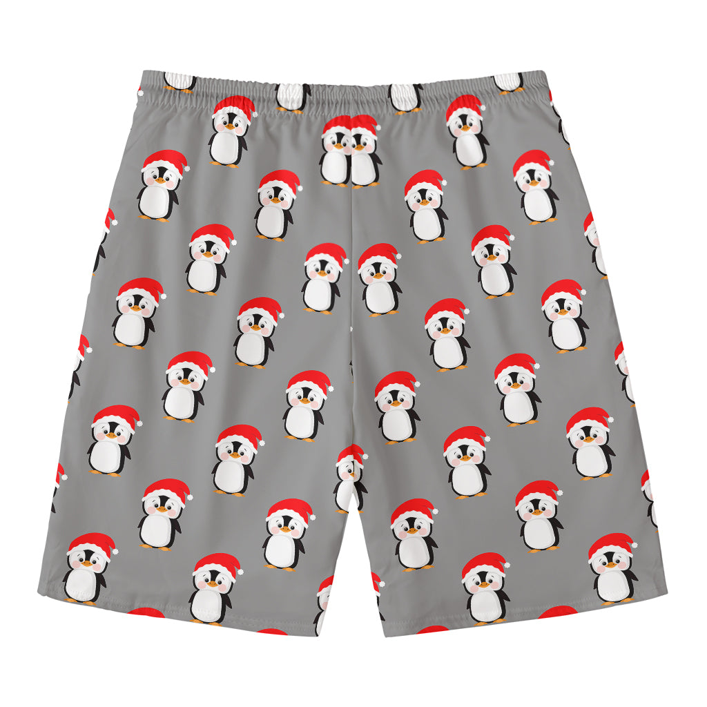 Christmas Santa Penguin Pattern Print Men's Swim Trunks