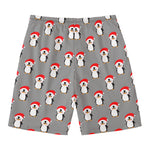 Christmas Santa Penguin Pattern Print Men's Swim Trunks