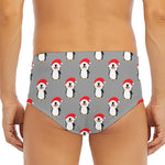 Christmas Santa Penguin Pattern Print Men's Triangle Swim Briefs
