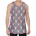 Christmas Santa Penguin Pattern Print Men's Velvet Tank Top