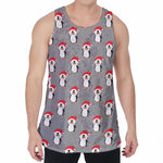 Christmas Santa Penguin Pattern Print Men's Velvet Tank Top
