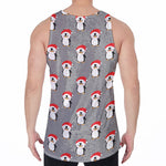 Christmas Santa Penguin Pattern Print Men's Velvet Tank Top