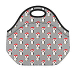 Christmas Santa Penguin Pattern Print Neoprene Lunch Bag