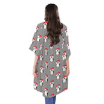 Christmas Santa Penguin Pattern Print Open Front Beach Cover Up