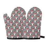 Christmas Santa Penguin Pattern Print Oven Mitts