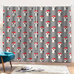 Christmas Santa Penguin Pattern Print Pencil Pleat Curtains