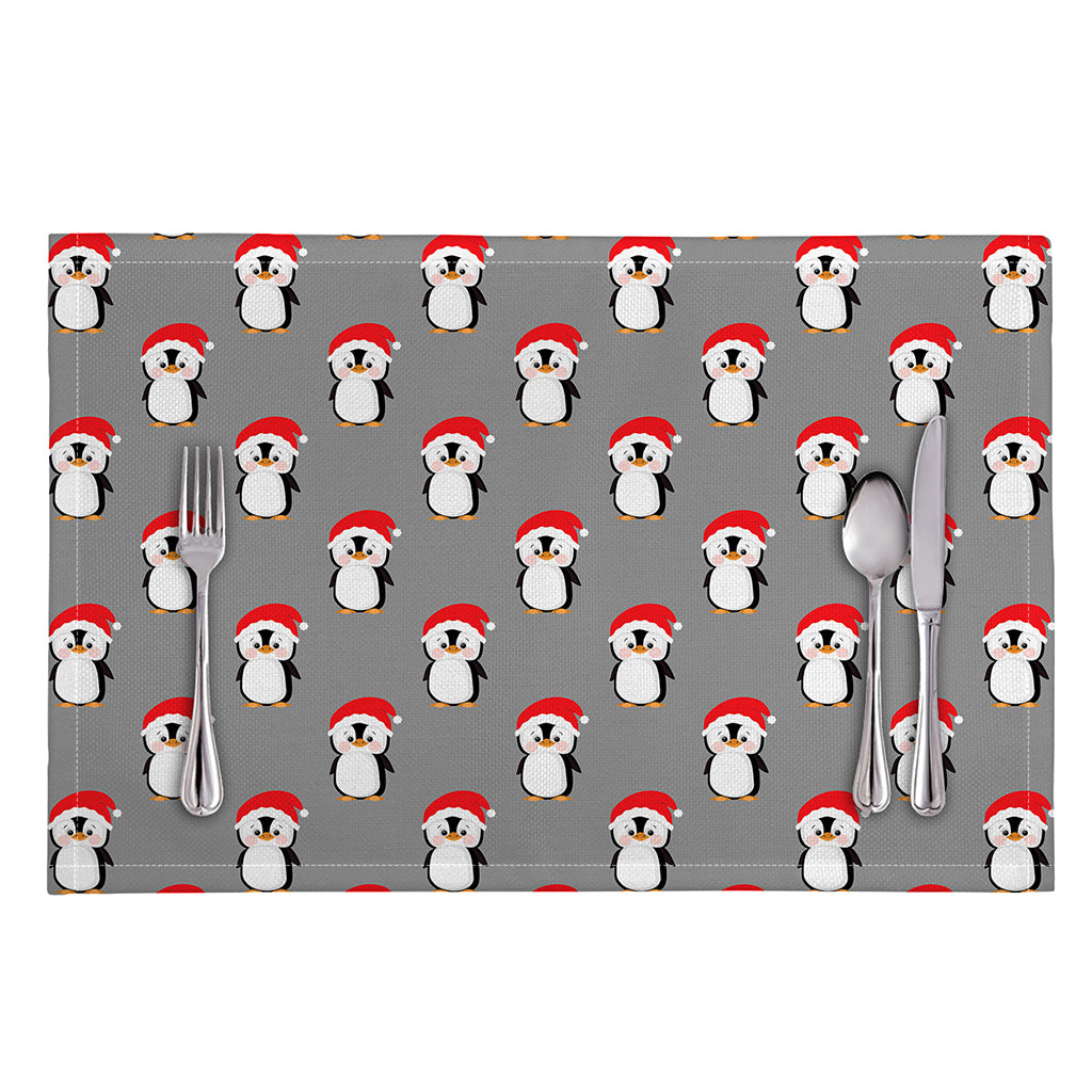 Christmas Santa Penguin Pattern Print Placemat