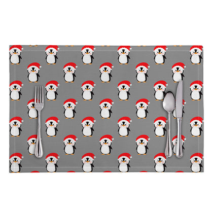Christmas Santa Penguin Pattern Print Placemat