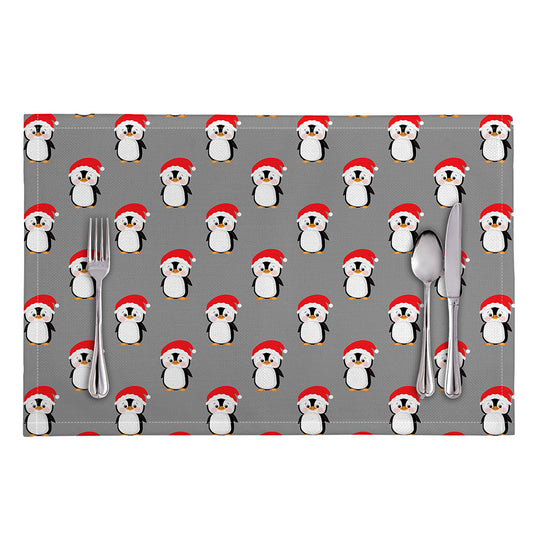Christmas Santa Penguin Pattern Print Placemat