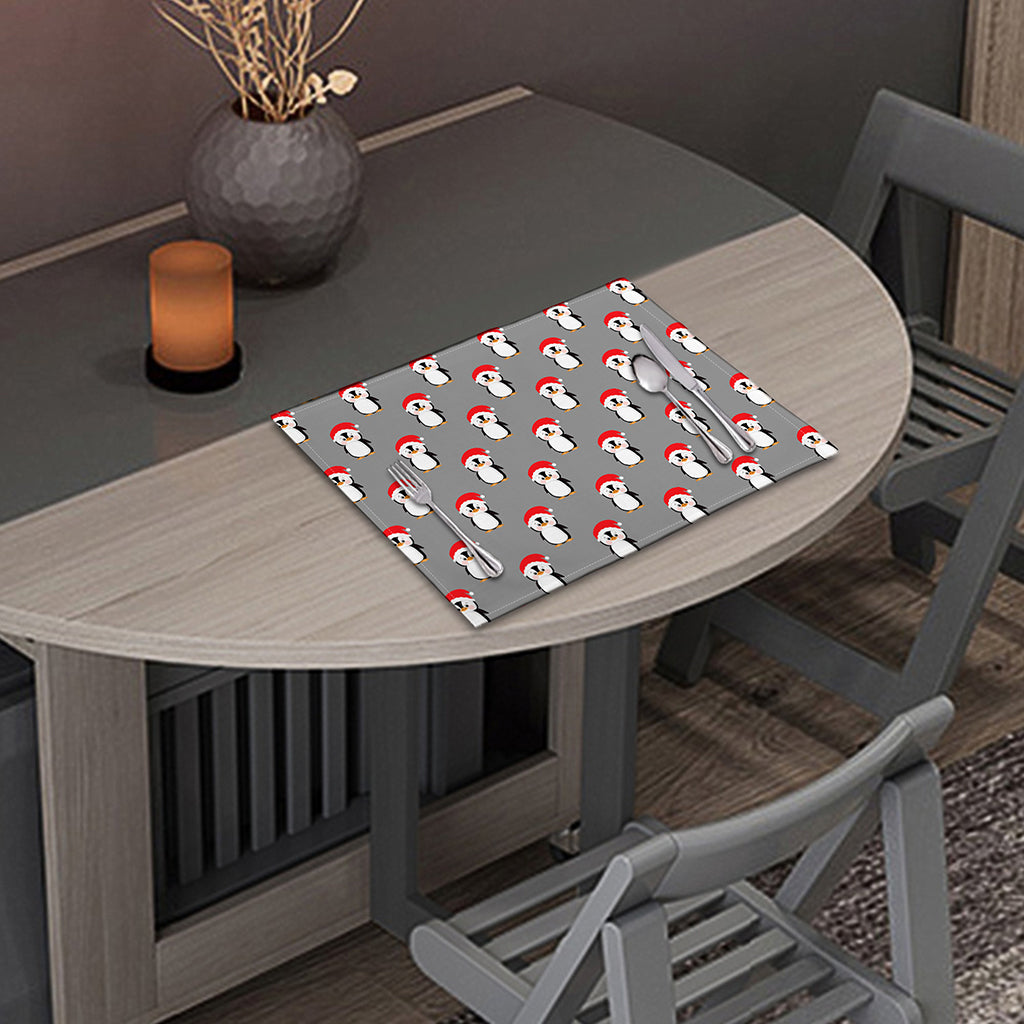 Christmas Santa Penguin Pattern Print Placemat