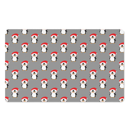 Christmas Santa Penguin Pattern Print Polyester Doormat