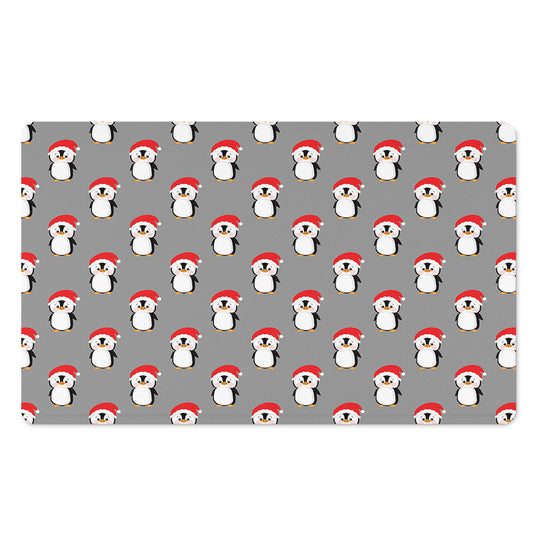 Christmas Santa Penguin Pattern Print Polyester Doormat