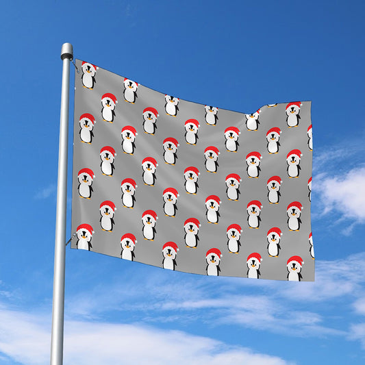 Christmas Santa Penguin Pattern Print Polyester Flag
