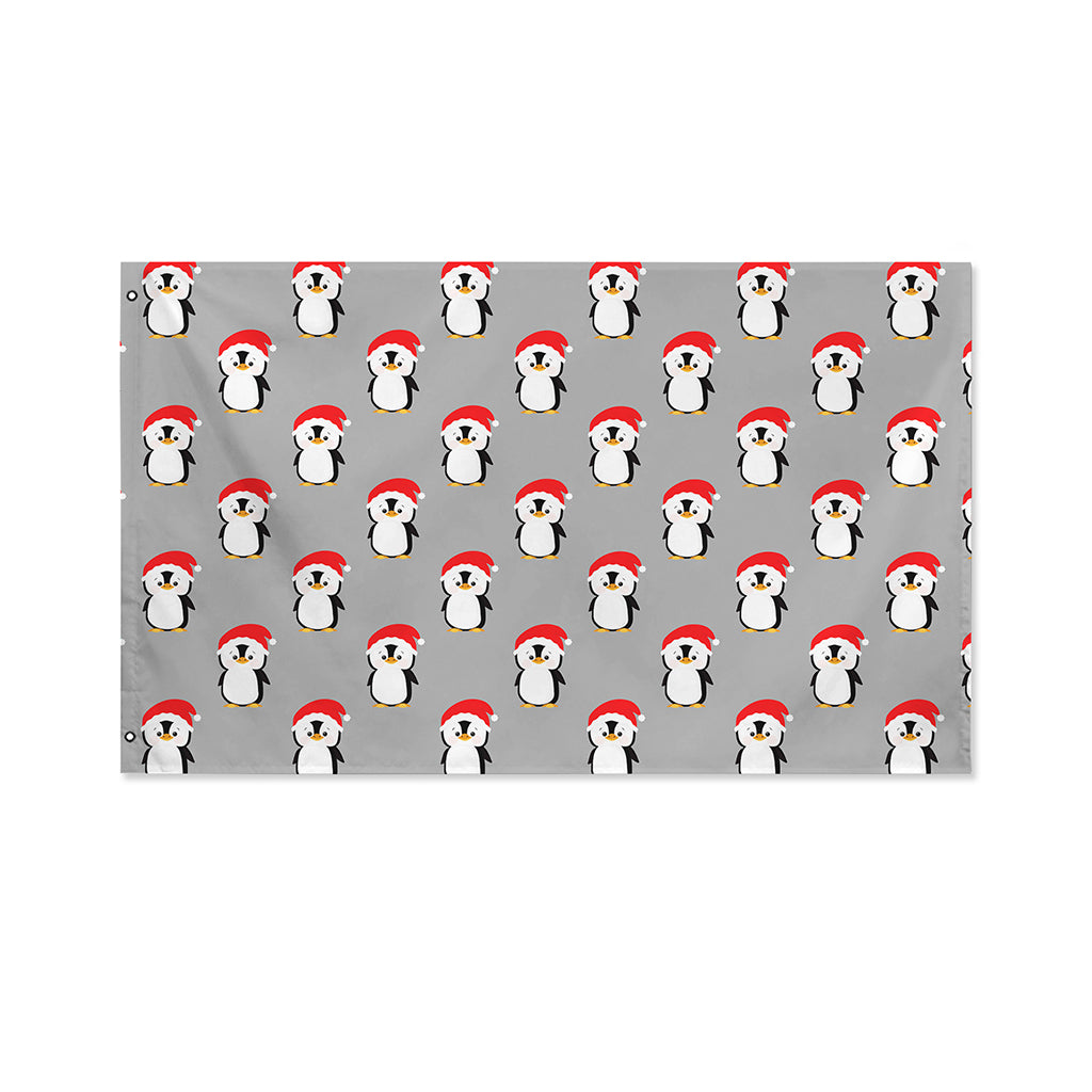 Christmas Santa Penguin Pattern Print Polyester Flag