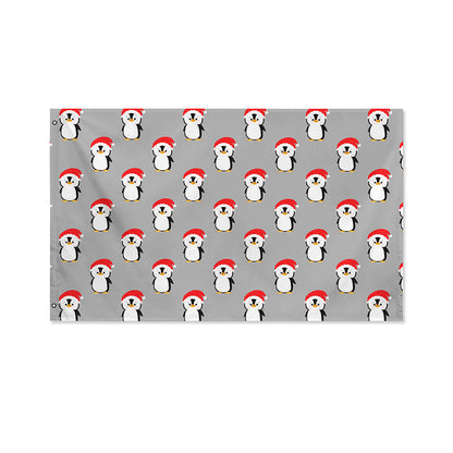 Christmas Santa Penguin Pattern Print Polyester Flag