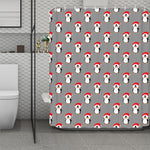 Christmas Santa Penguin Pattern Print Polyester Shower Curtain