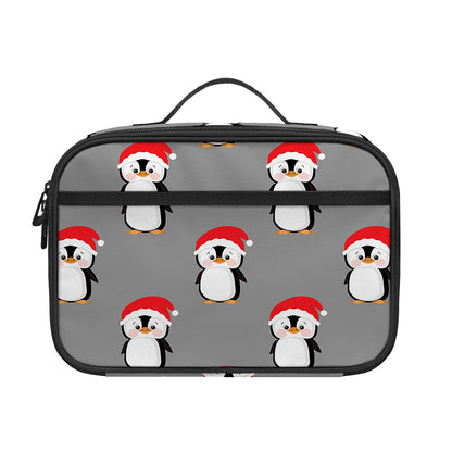 Christmas Santa Penguin Pattern Print Portable Lunch Bag