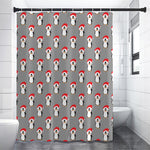 Christmas Santa Penguin Pattern Print Premium Shower Curtain