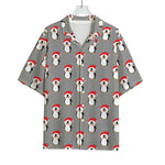Christmas Santa Penguin Pattern Print Rayon Hawaiian Shirt