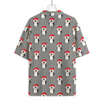 Christmas Santa Penguin Pattern Print Rayon Hawaiian Shirt