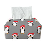Christmas Santa Penguin Pattern Print Rectangle Tissue Box Cover