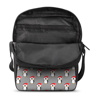 Christmas Santa Penguin Pattern Print Rectangular Crossbody Bag