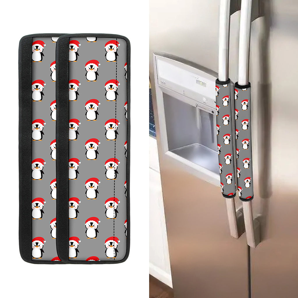 Christmas Santa Penguin Pattern Print Refrigerator Handle Covers