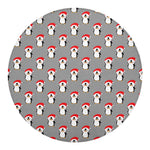 Christmas Santa Penguin Pattern Print Round Blanket