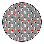Christmas Santa Penguin Pattern Print Round Floor Mat
