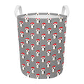 Christmas Santa Penguin Pattern Print Round Laundry Basket