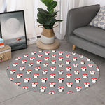 Christmas Santa Penguin Pattern Print Round Rug