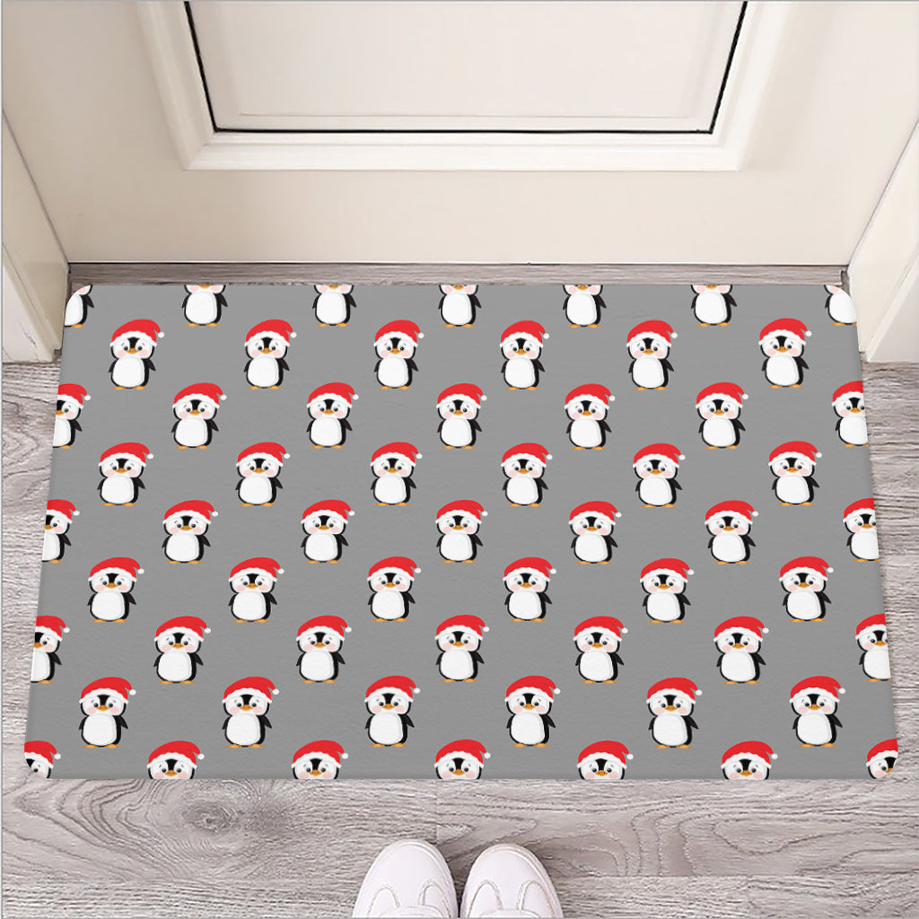 Christmas Santa Penguin Pattern Print Rubber Doormat